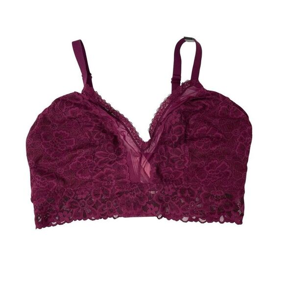 NEW VICTORIA'S SECRET Posey Lace Curvy Bralette Bra Size XL beet red - Picture 1 of 10